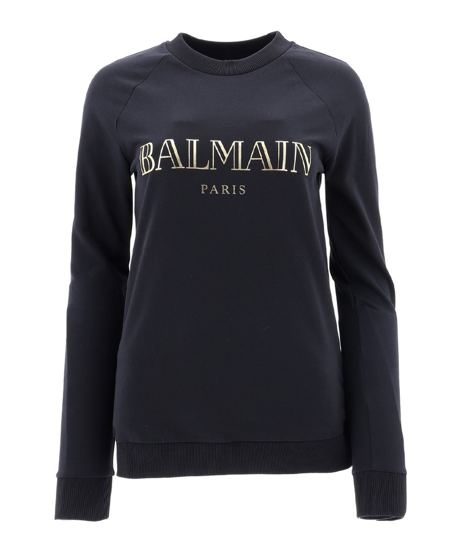 black pure cotton logo jumper Sale - balmain
