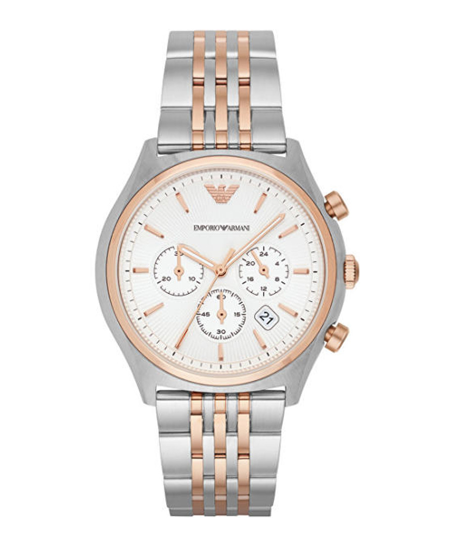 Two-tone steel chrono link watch Sale - emporio armani