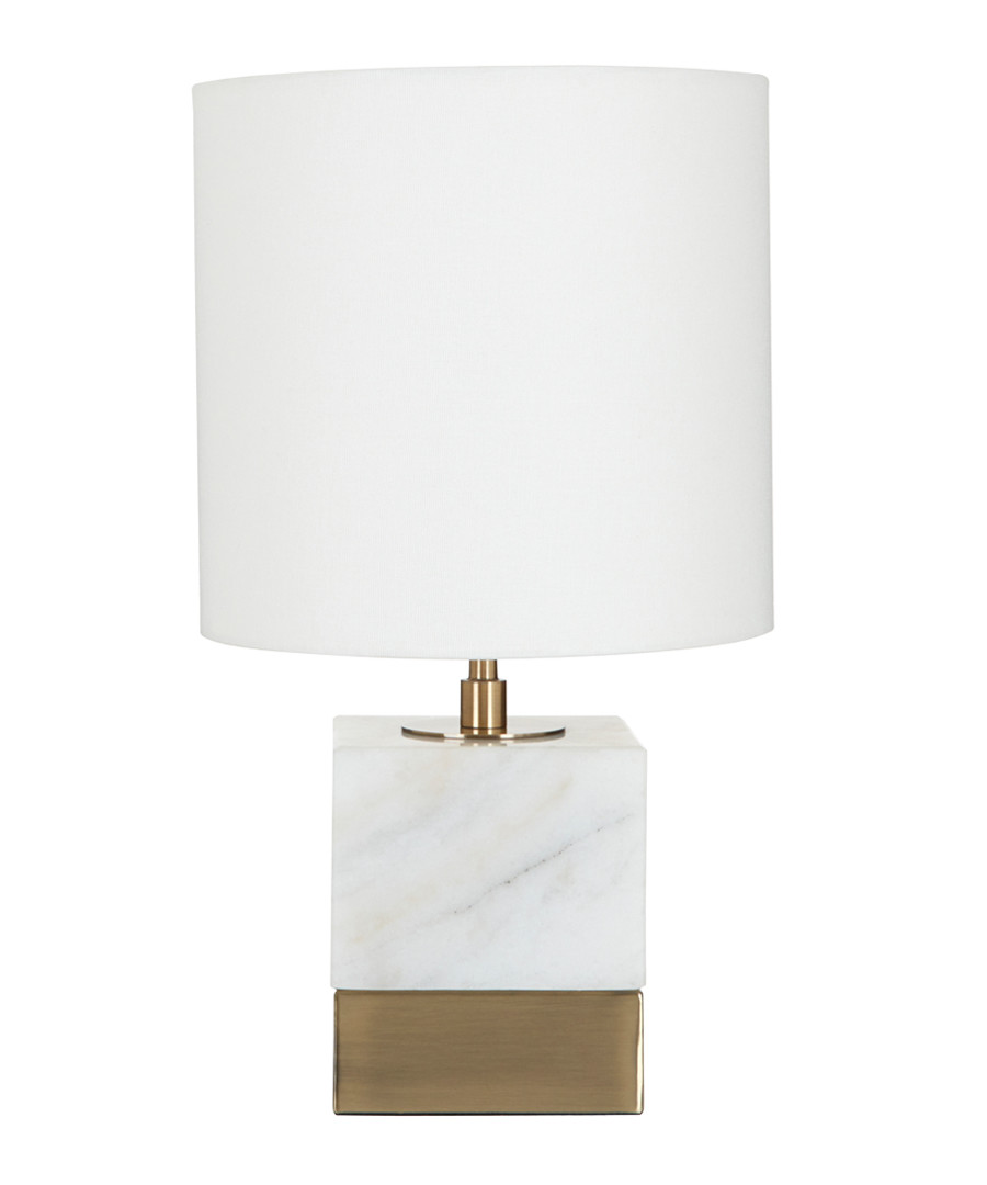 White marble & linen table lamp Sale - premier