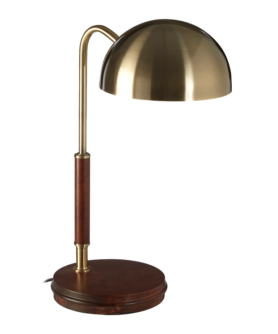 Brass-tone iron & wood table lamp Sale - premier