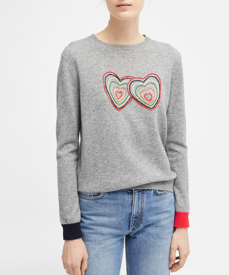 Twin Heart grey wool & cashmere jumper Sale - chinti & parker