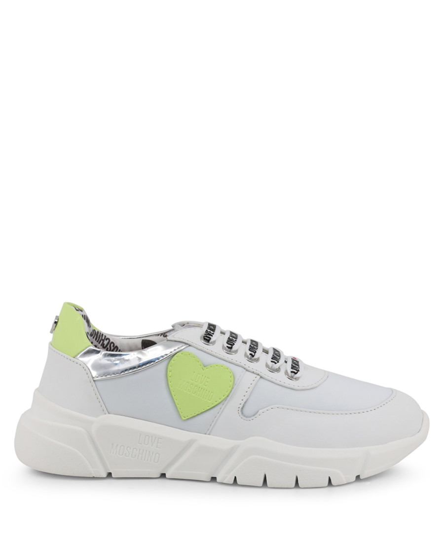 White & lime heart sneakers Sale - Love Moschino