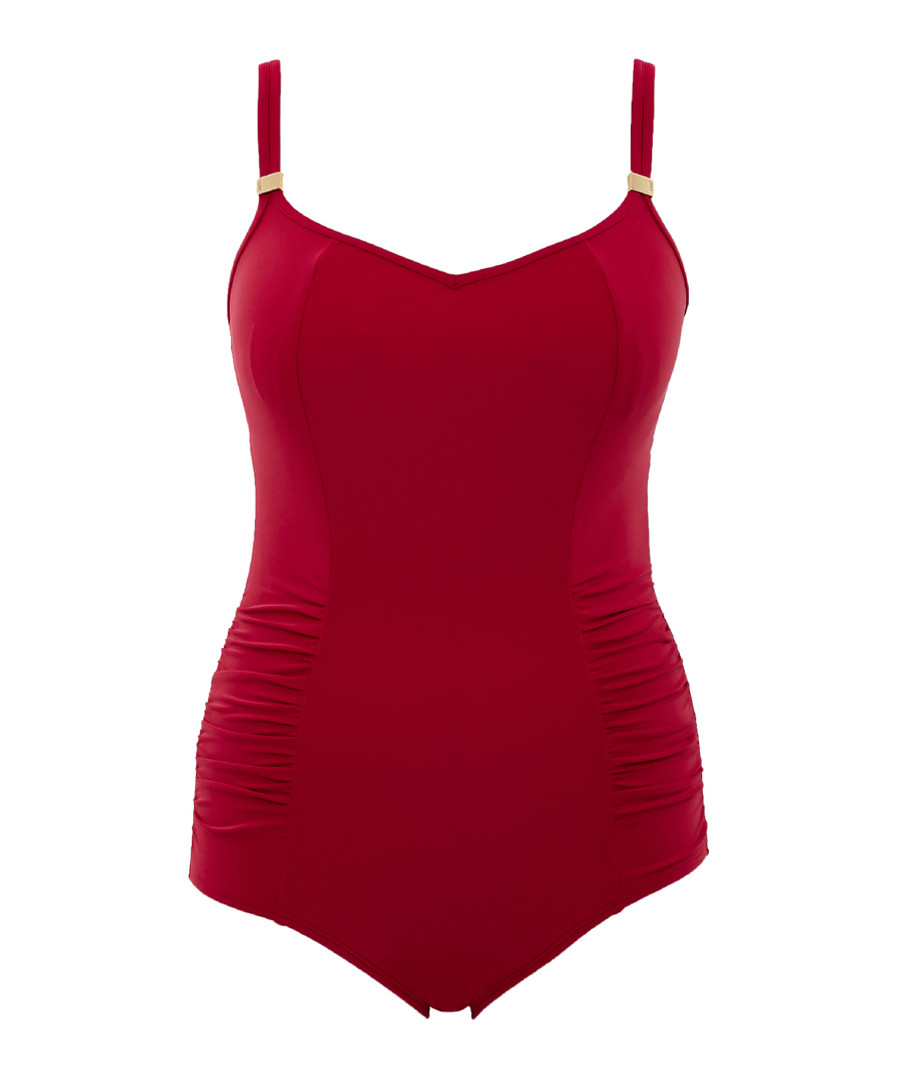 Anya red ruched swimsuit Sale - panache