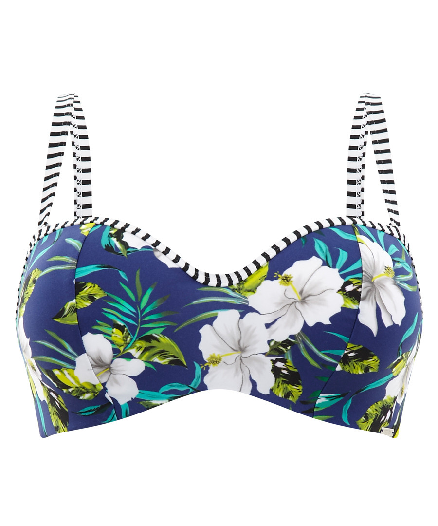 Elle cobalt floral bikini top Sale - panache