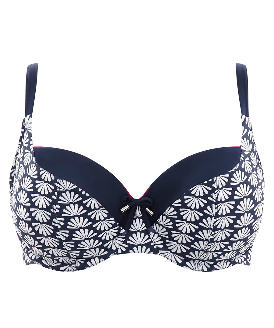 Milano navy print bikini top Sale - panache