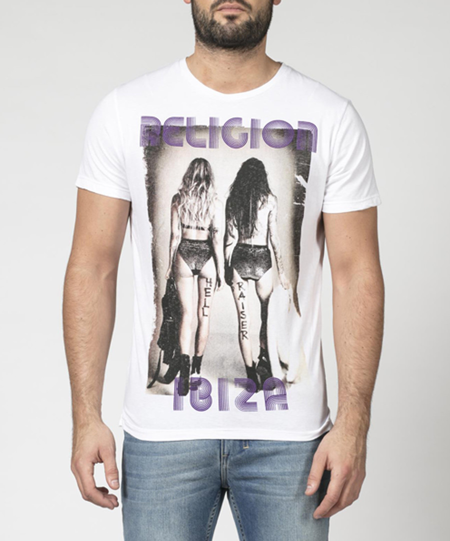 hell raiser white pure cotton T-shirt Sale - religion