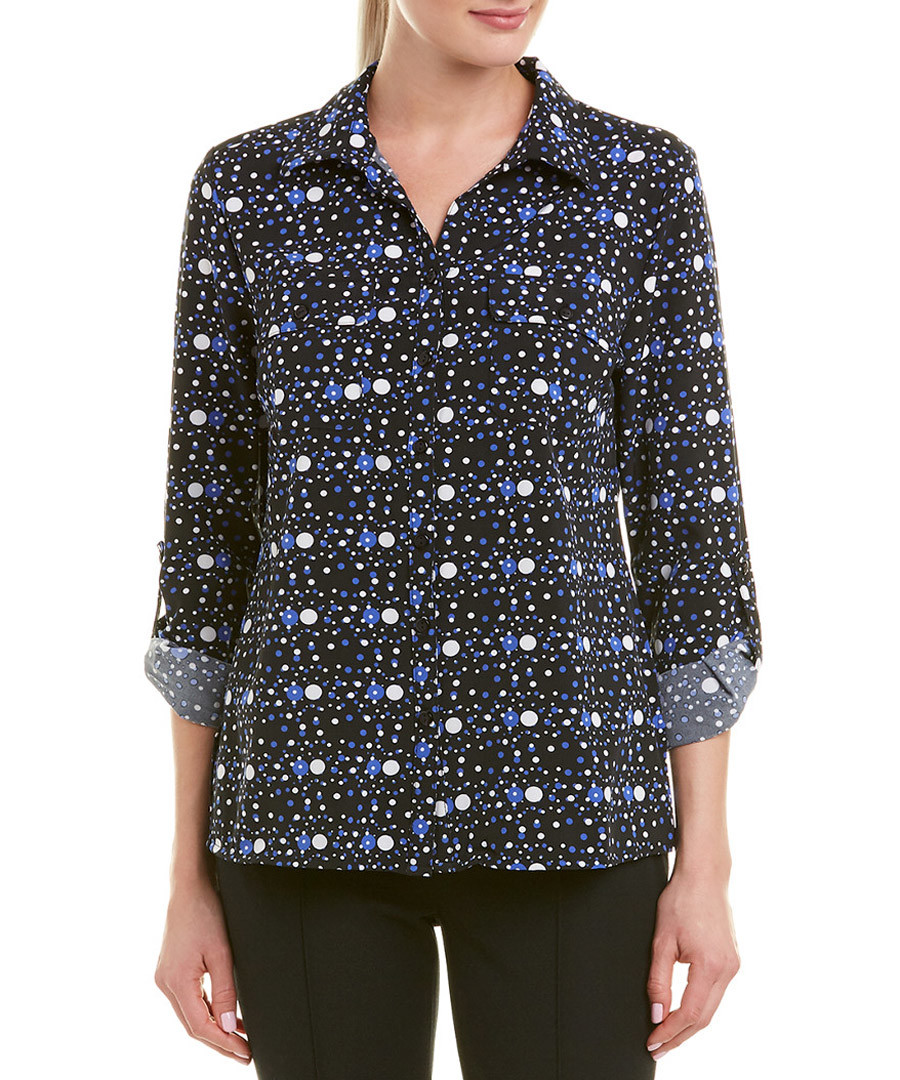 night sky tile check button blouse Sale - new york collective
