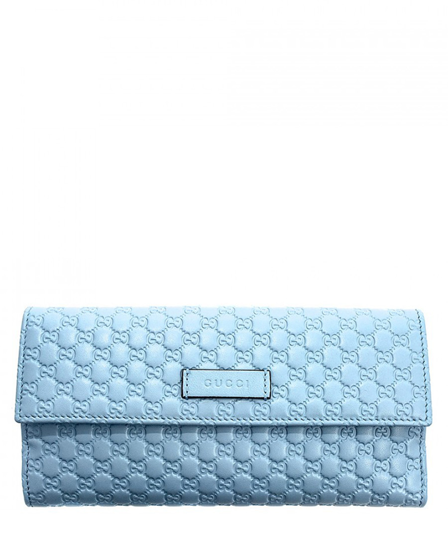 Guccissima pale blue leather fold purse Sale - gucci