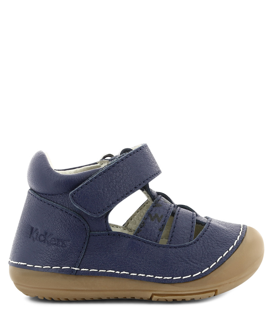 Navy leather mid strap shoes Sale - kickers