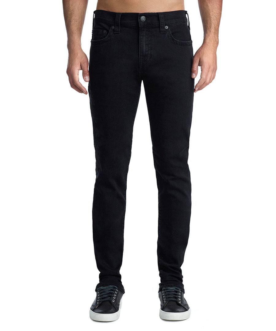 black cotton blend slim jeans Sale - true religion