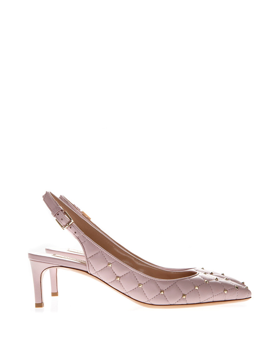 Rockstud Spike rose leather slingbacks Sale - valentino garavani
