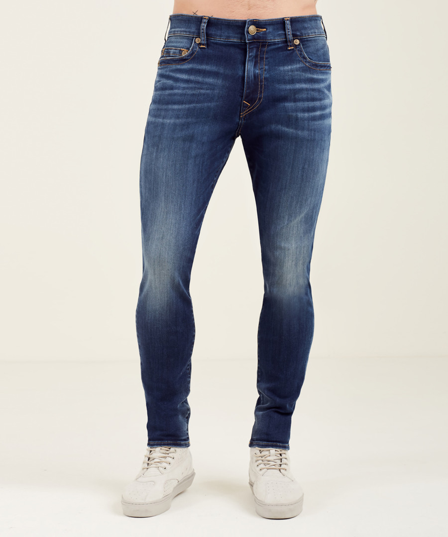 dark wash cotton blend slim jeans Sale - true religion