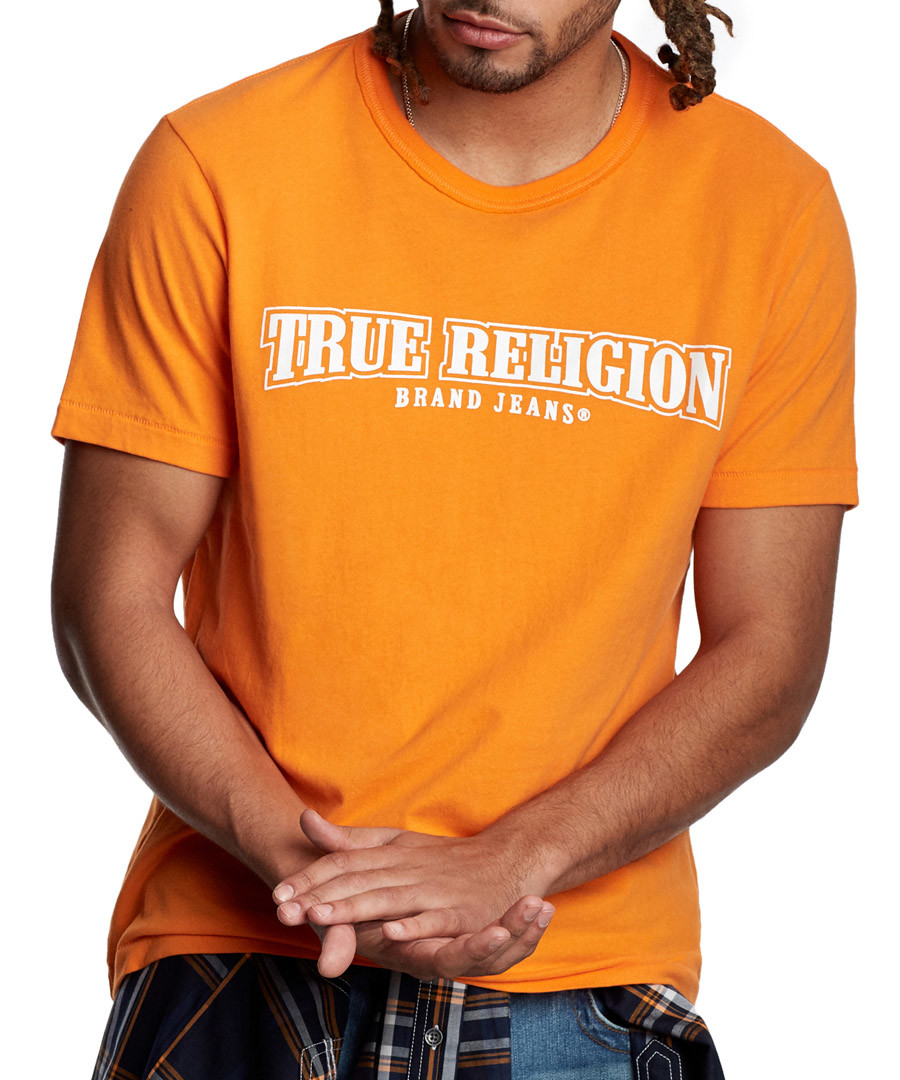 orange pure cotton logo T-shirt Sale - true religion