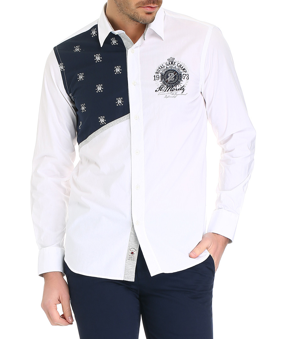white pure cotton panel shirt Sale - galvanni