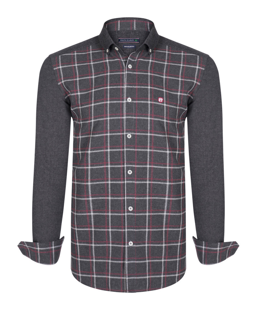 grey & red check pure cotton shirt Sale - felix hardy