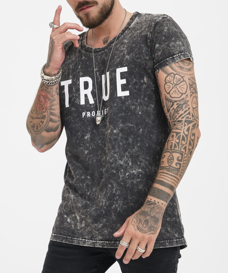 grey wash pure cotton logo T-shirt Sale - true prodigy