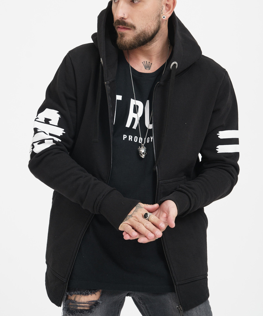 black pure cotton zip hoodie Sale - true prodigy