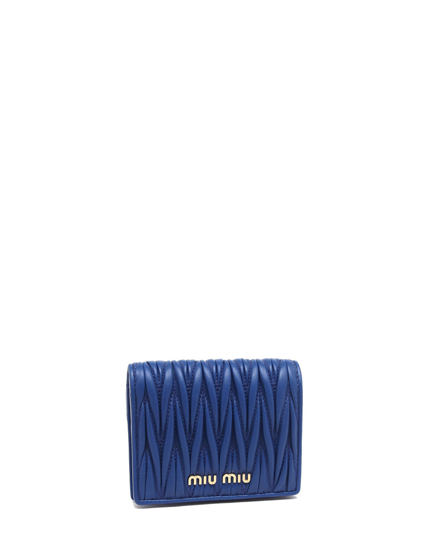 Matelassé blue leather fold purse Sale - Miu Miu