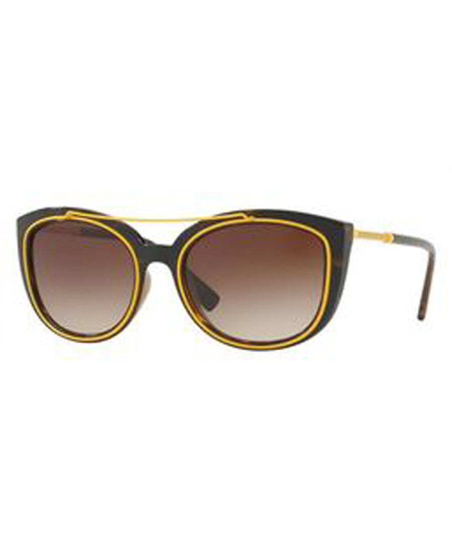 Grey & yellow rounded D-frame sunglasses Sale - versace