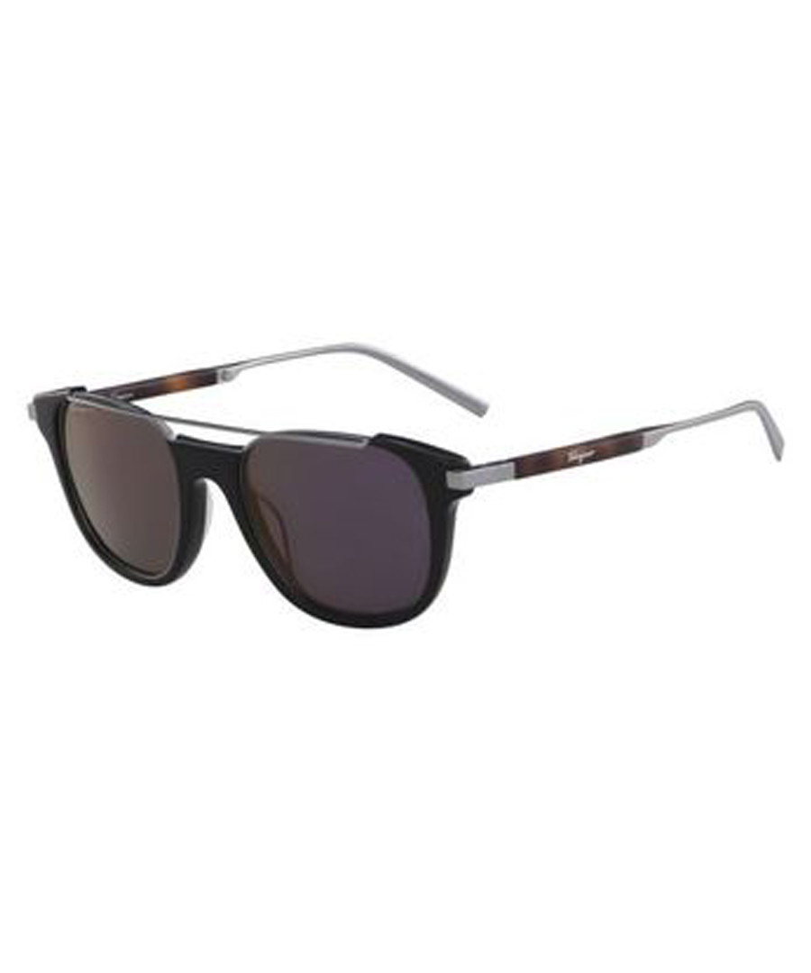 black & silver-tone D-frame sunglasses Sale - FERRAGAMO