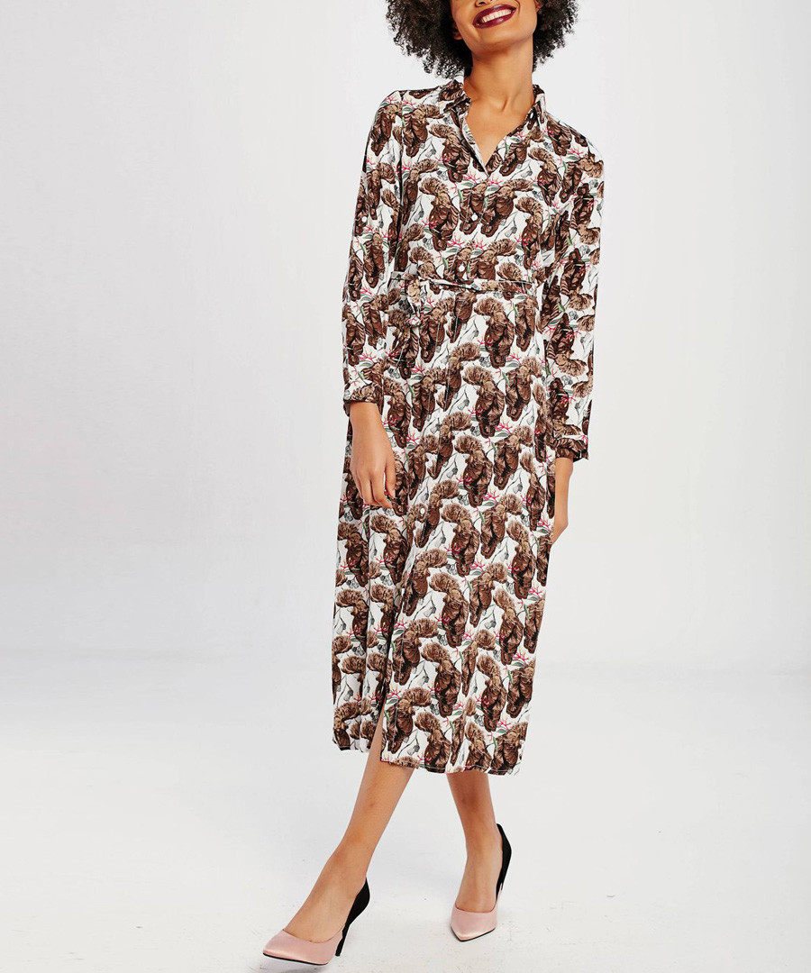 Brown tile straight midi dress Sale - zibi yoyo collection