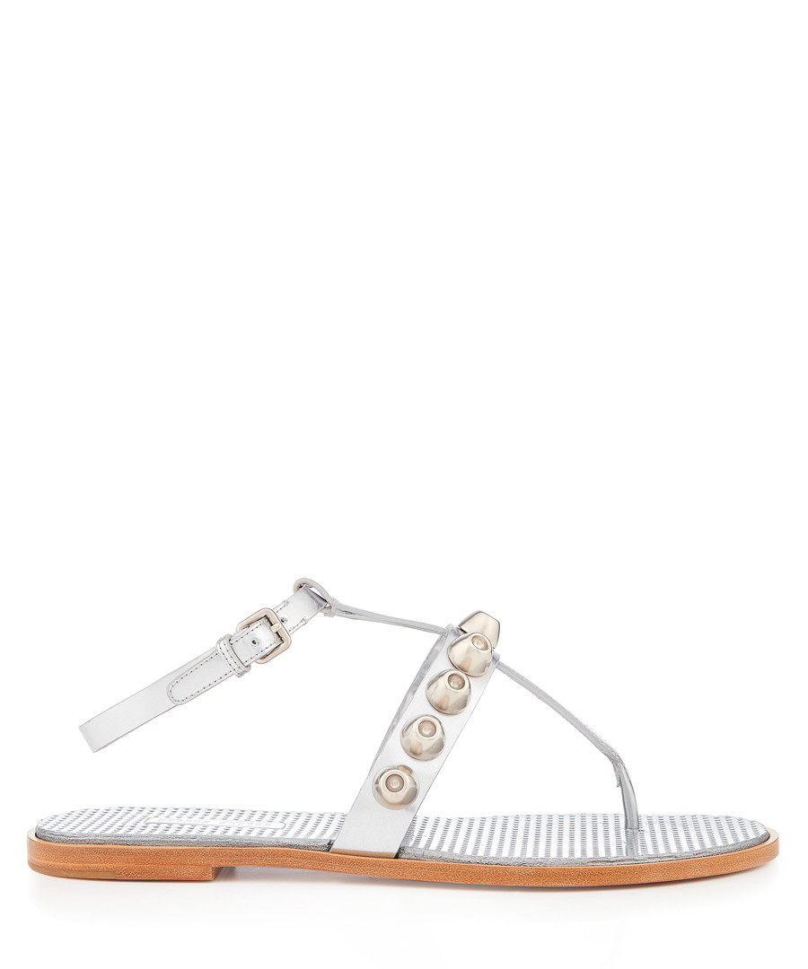 Silver studded leather sandals Sale - miu miu