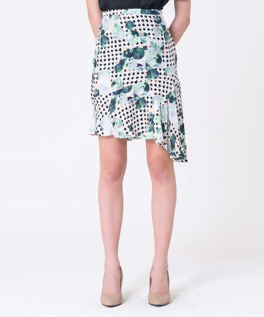 teal & polka pure silk wrap skirt Sale - gianfranco ferre