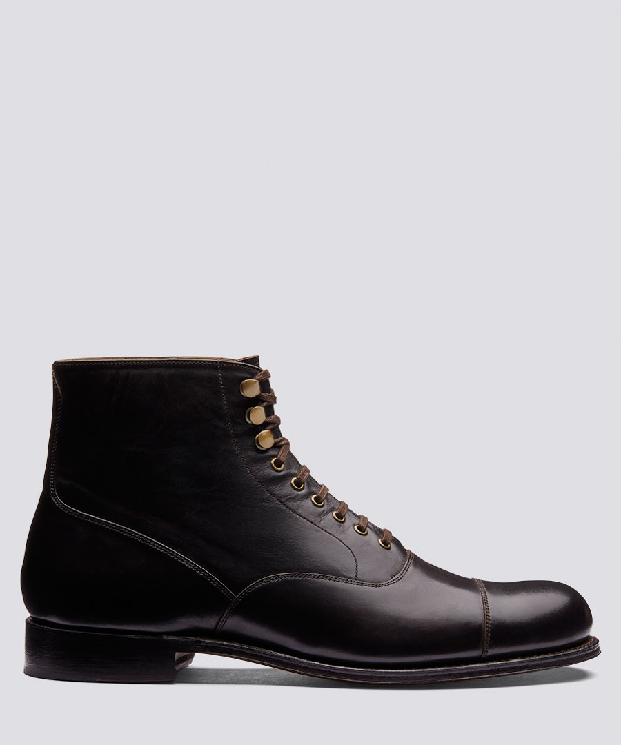 Leander walnut leather eyelet boots Sale - Grenson