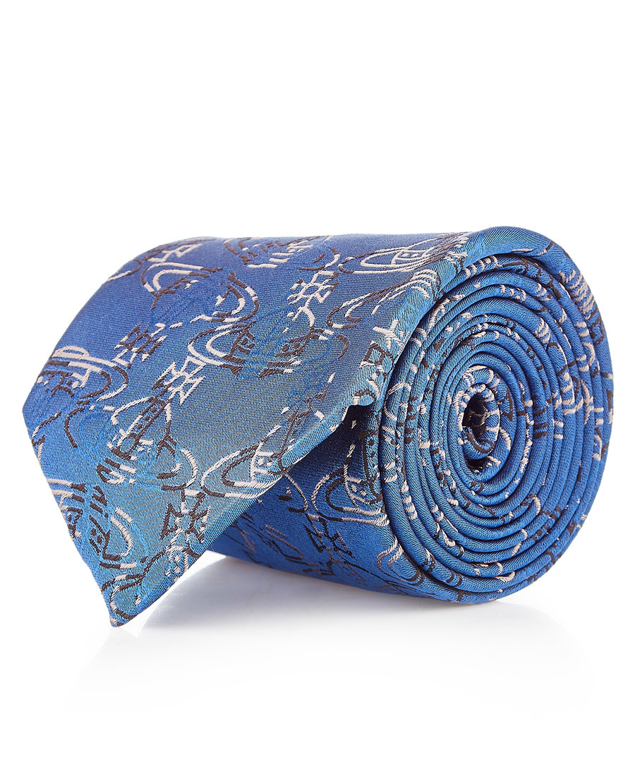 Blue orb pure silk tie Sale - vivienne westwood