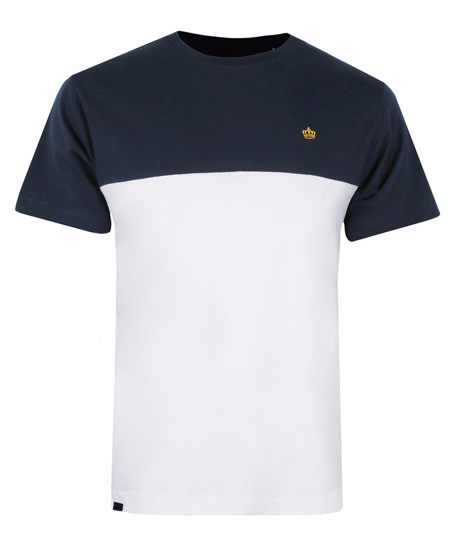 Navy & white pure cotton T-shirt Sale - putney bridge