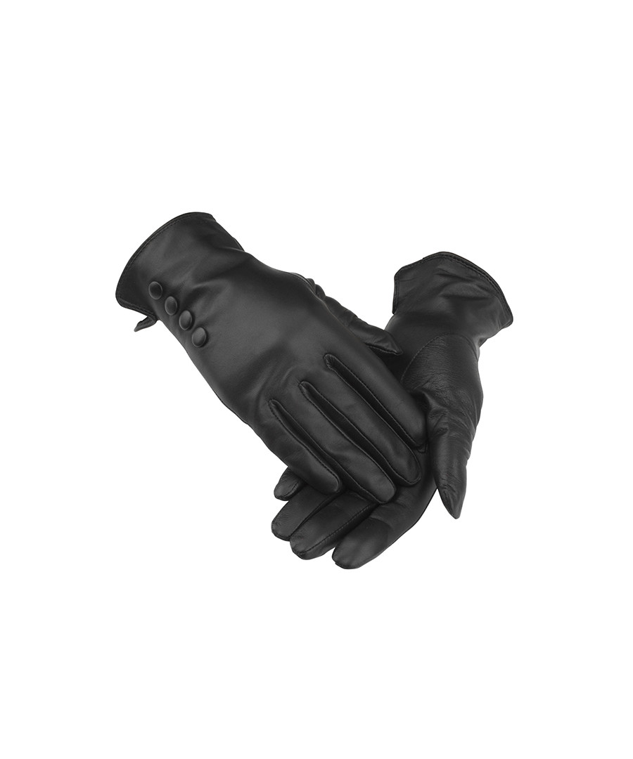 women's black leather button gloves Sale - woodland leather