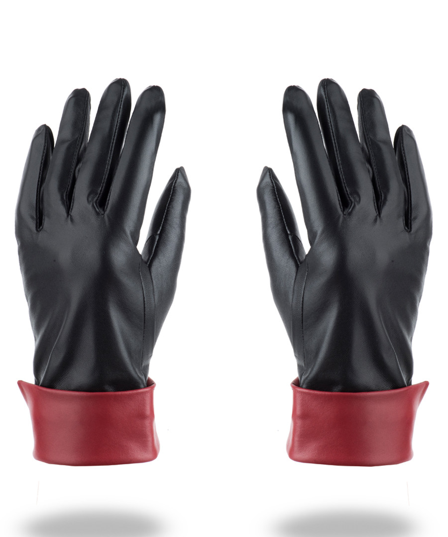 women's black & red leather gloves Sale - woodland leather