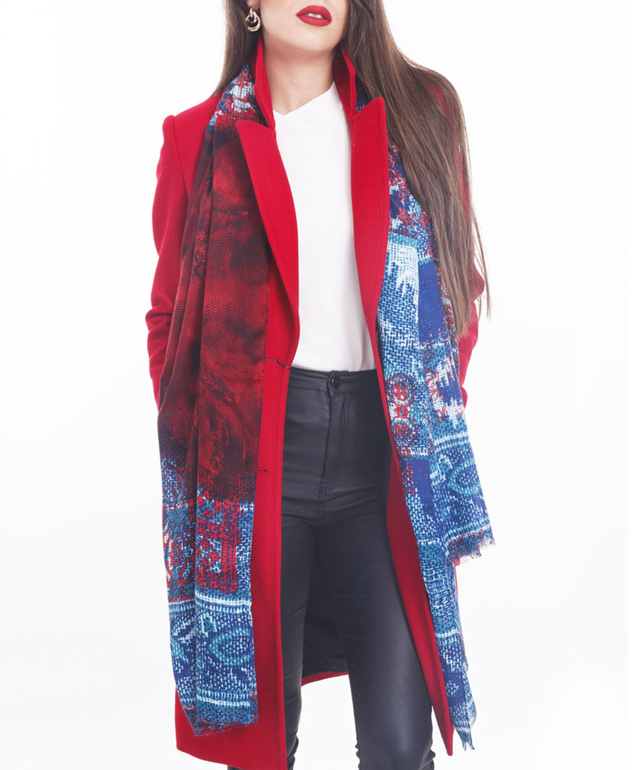 taj red & blue scarf 90 x 190cm Sale - alber zoran