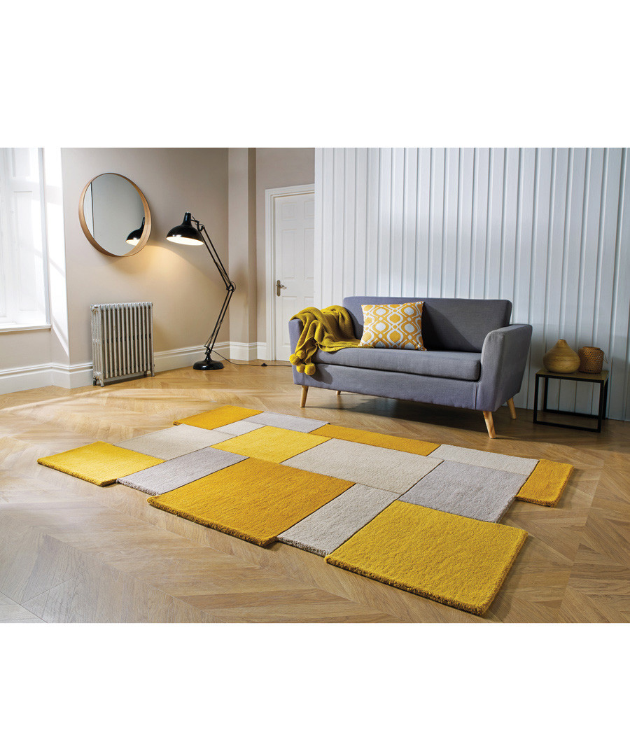Collage ochre pure wool rug 180cm Sale - flair rugs