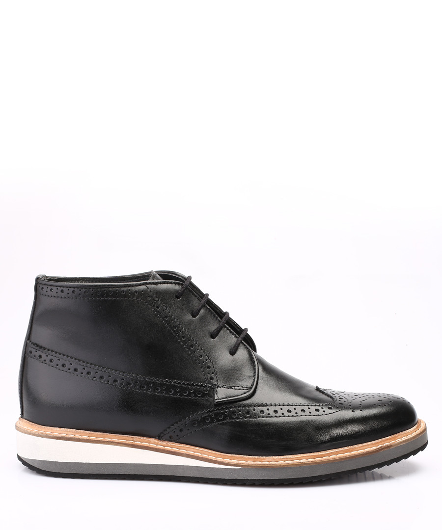 black leather flat brogue boots Sale - s baker