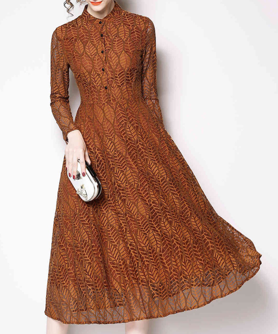 Caramel long sleeve midi dress Sale - Kaimilan