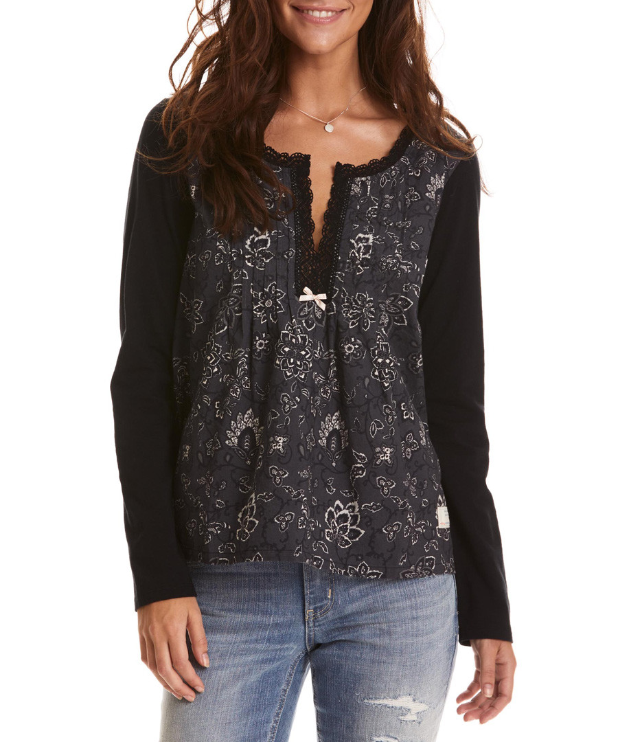 Lacey off-black pure cotton garden top Sale - Odd Molly