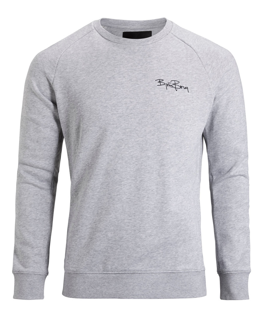 Grey melange pure cotton logo sweatshirt Sale - bjorn borg