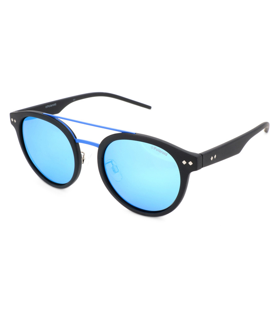 Black & sky rounded D-frame sunglasses Sale - polaroid