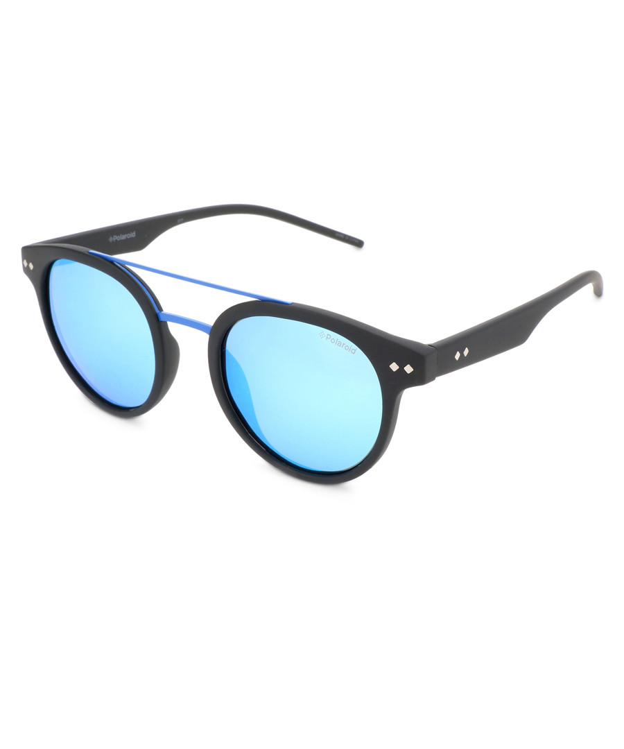 black & blue rounded D-frame sunglasses Sale - polaroid