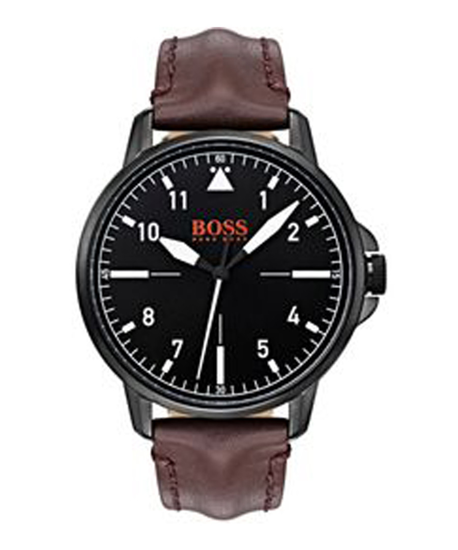 Orange black leather & navy watch Sale - boss orange
