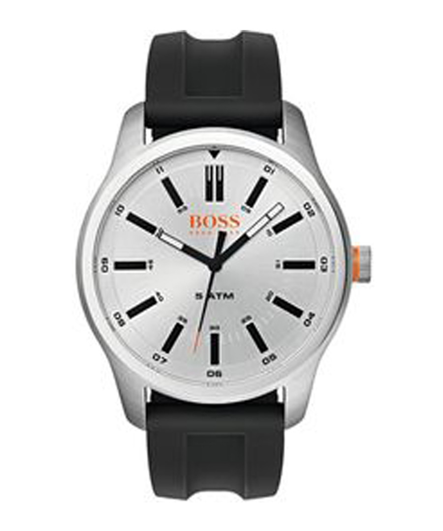Orange black rubber & steel watch Sale - boss orange