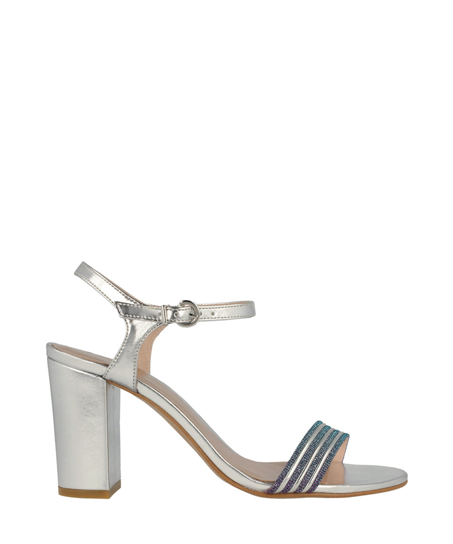 Silver-tone stripe sandal heels Sale - roberto botella