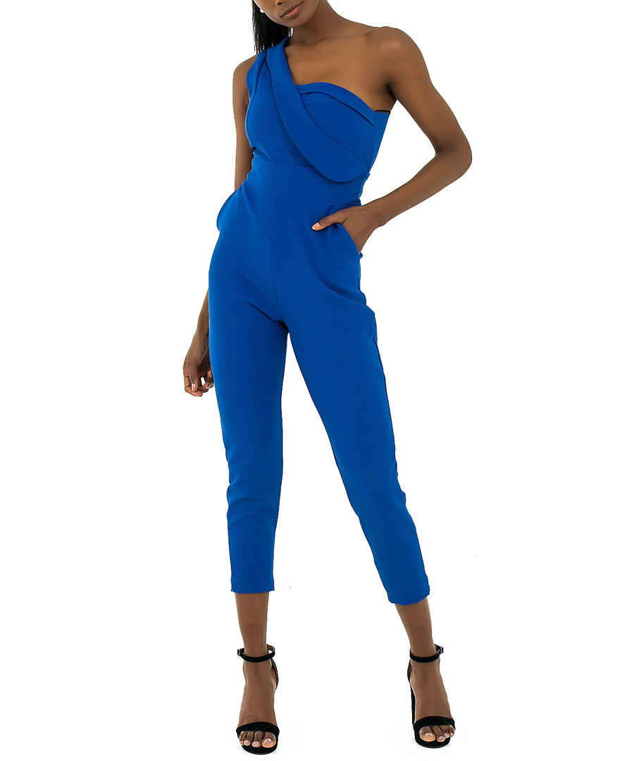 Blue one-shoulder jumpsuit Sale - zibi london