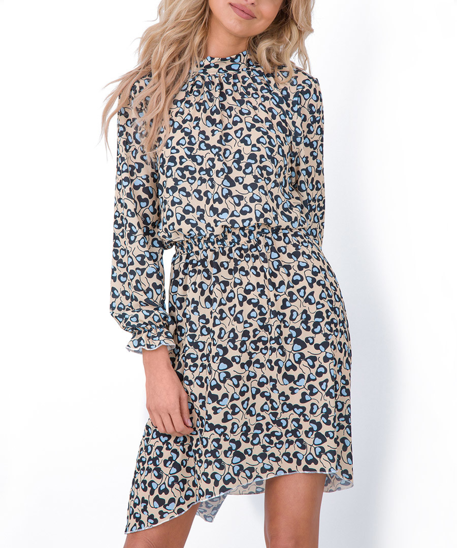 Blue floral print puff sleeve mini dress Sale - fobya
