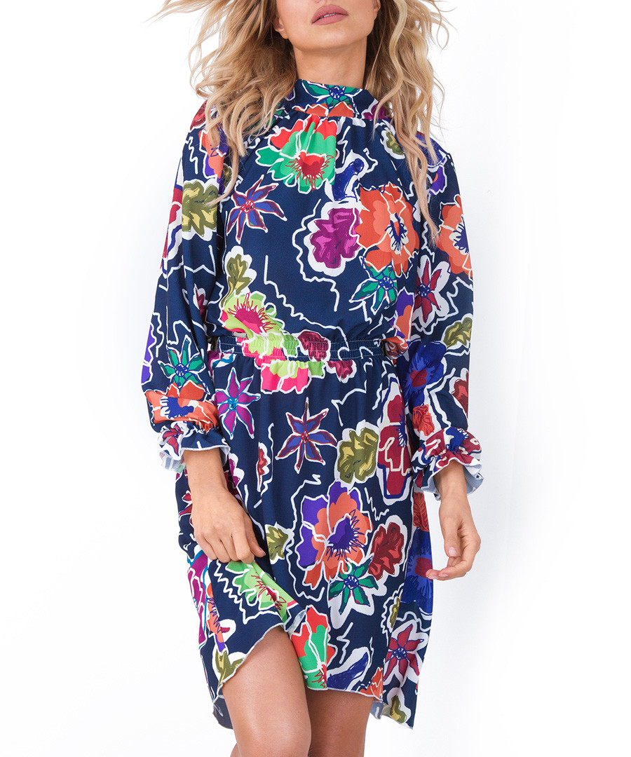 Big tropical floral print mini dress Sale - fobya