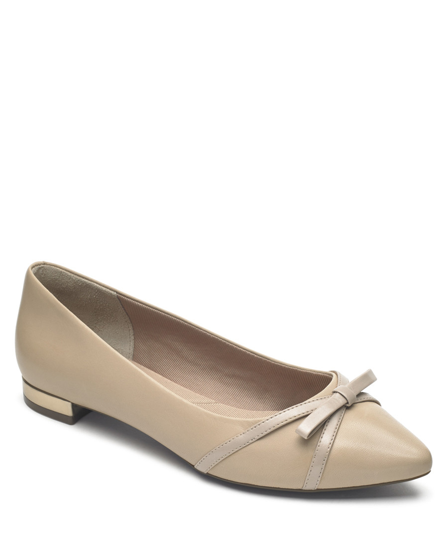 Adelyn beige leather bow ballet pumps Sale - rockport