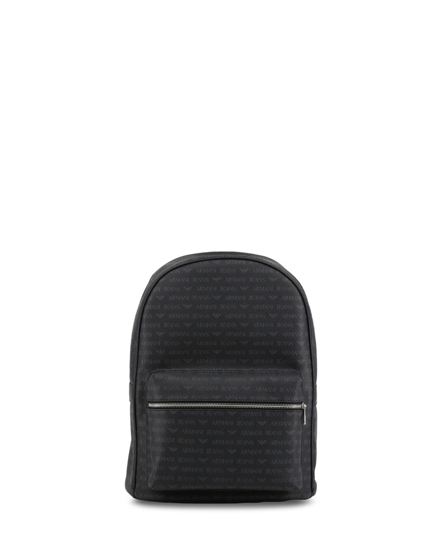 Black faux-leather logo backpack Sale - armani jeans