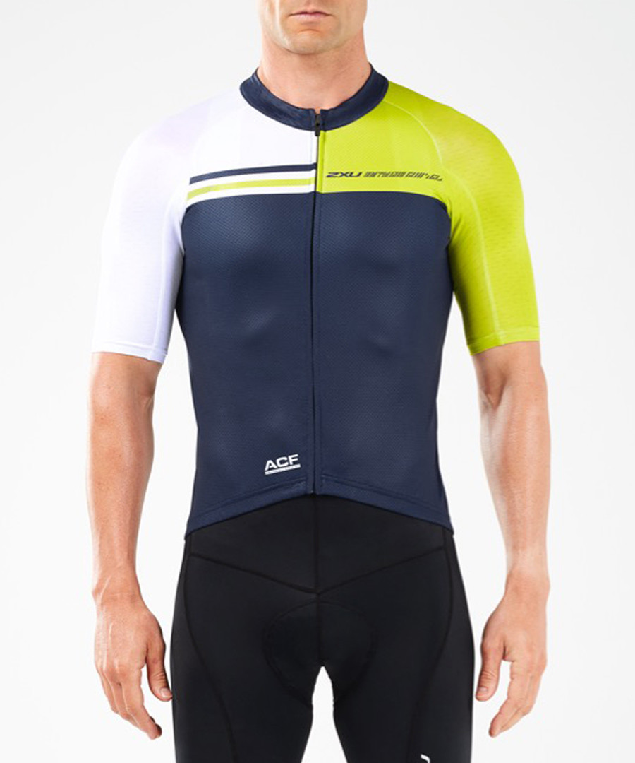 Elite navy panel cycle jersey Sale - 2XU