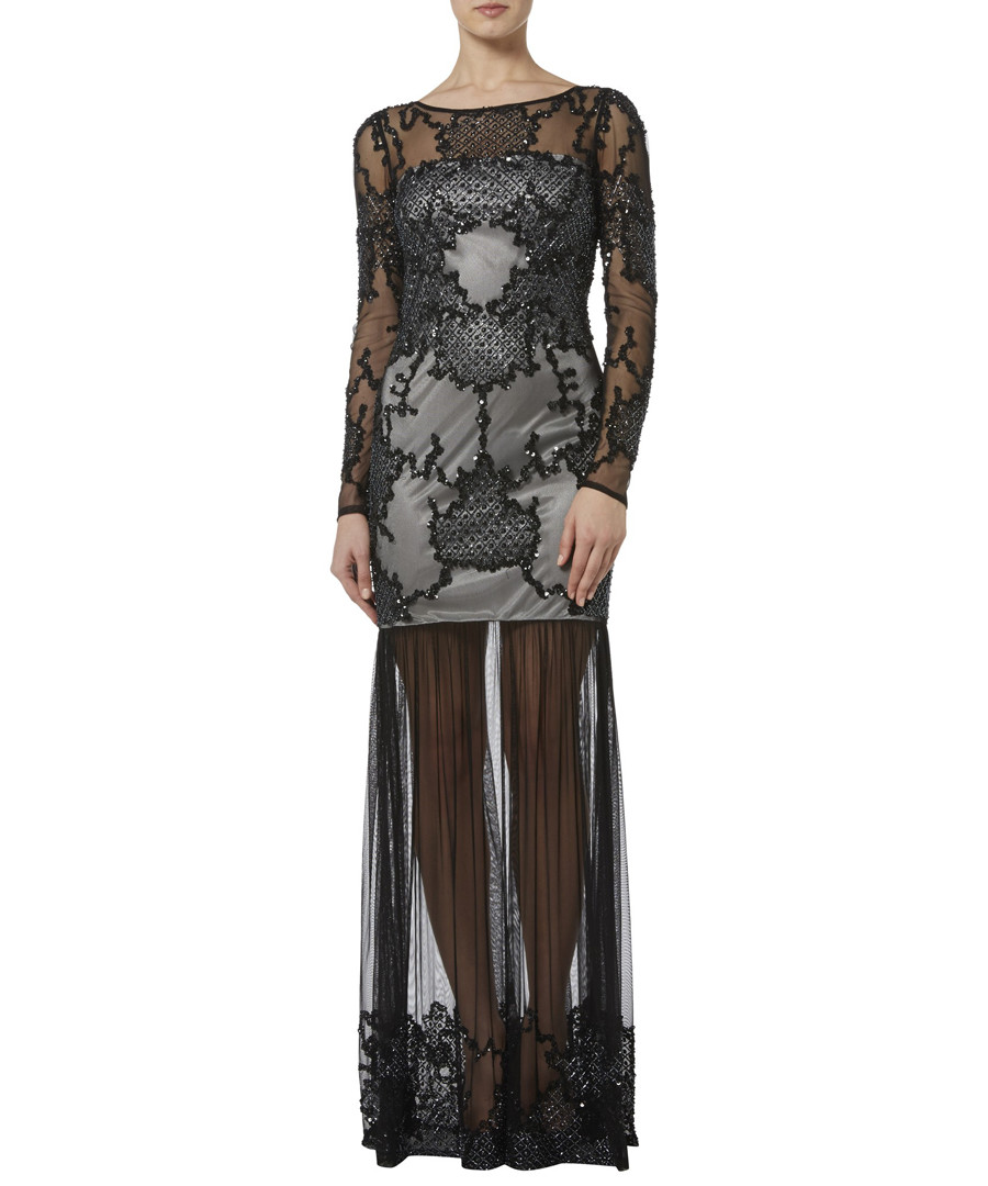 black embellished sheer maxi dress Sale - raishma